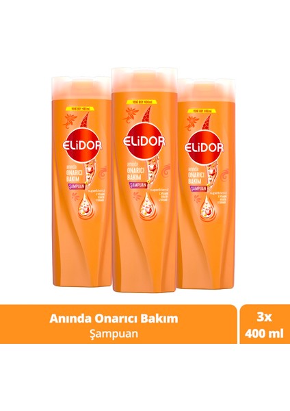 Superblend Saç Bakım Şampuanı Anında Onarıcı Bakım C Vitamini Keratin Seramid 400 ml X3