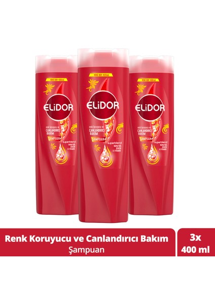 Superblend Saç Bakım Şampuanı Renk Koruyucu ve Canlandırıcı Bakım Badem Yağı Keratin E Vitamini 400 ml X3