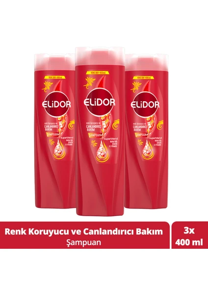 Superblend Saç Bakım Şampuanı Renk Koruyucu ve Canlandırıcı Bakım Badem Yağı Keratin E Vitamini 400 ml X3