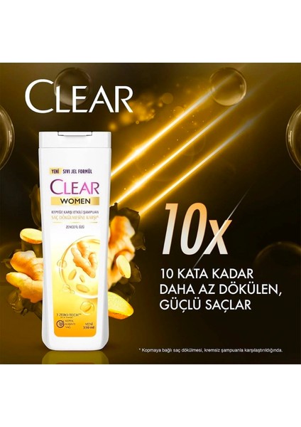 Women Kepeğe Karşı Etkili Şampuan Saç Dökülmesine Karşı Zencefil Özü 350 ml x3 + 180 ml