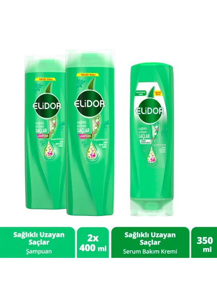 Superblend Saç Bakım Şampuanı Sağlıklı Uzayan Saçlar 400 ml X2 + Serum Bakım Kremi 350 ml