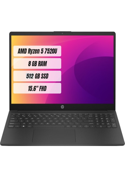 15-FC0000NT Amd Ryzen 5 7520U 8 GB 512 GB SSD Freedos 15.6" Fhd Taşınabilir Bilgisayar 7P6B0EA