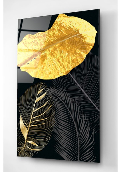 Altın Yapraklar Serisi 1 Cam Tablo, Dekoratif Cam Tablo, Modern Cam Tablo fiyatları
