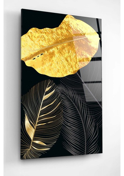 Altın Yapraklar Serisi 1 Cam Tablo, Dekoratif Cam Tablo, Modern Cam Tablo fırsatları