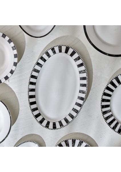 Damalı Büyük Kayık Tabak 35 cm