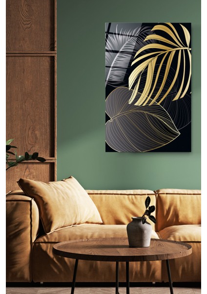 Altın Yapraklar Serisi 2 Cam Tablo, Dekoratif Cam Tablo, Modern Cam Tablo modelleri