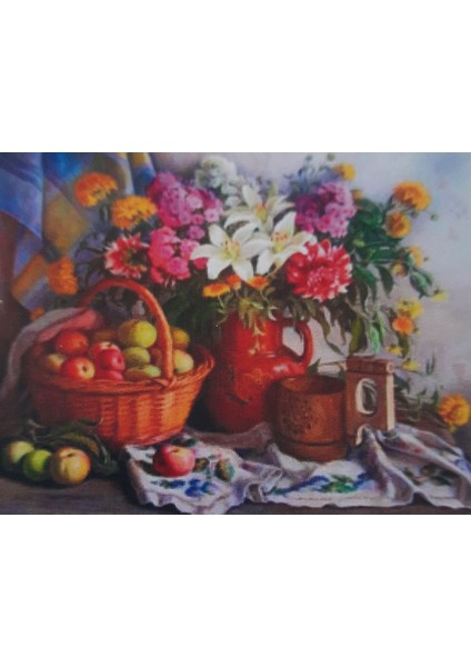 5d Elmas Taş Işleme Kiti 30X40 cm Meyve Sepeti ve Çiçekler Desen