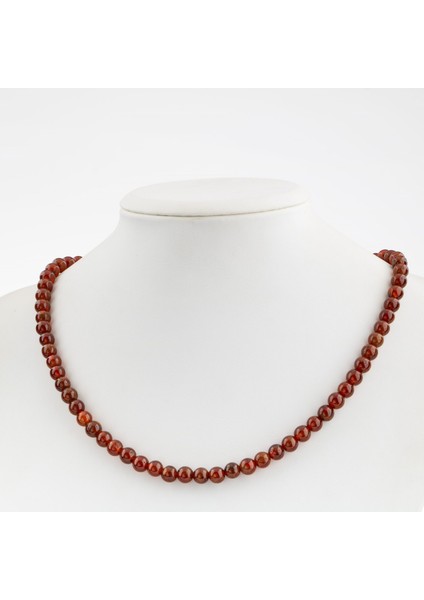 Hessonit Lal 6 mm Dizi Doğal Taş Kolye