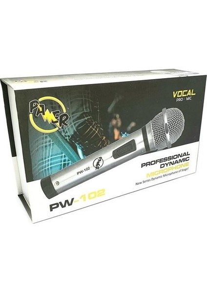 PW-102 Profesyonel Kablolu El Mikrofonu Metal Kasa