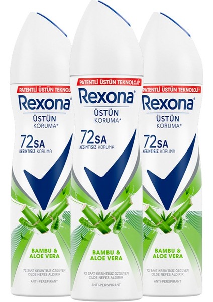 Kadın Sprey Deodorant Bambu & Aloe Vera 72 Saat Kesintisiz Üstün KORUMA 150 ml X3