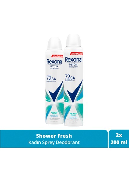 Kadın Sprey Deodorant Shower Fresh 72 Saat Kesintisiz Üstün Koruma 200 ml X2