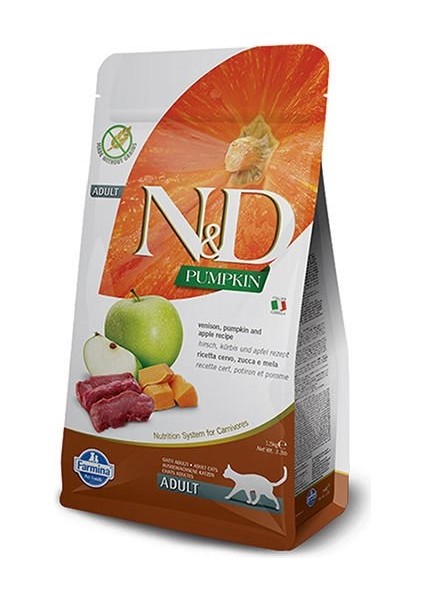 Balkabaklı Geyik Etli ve Elmalı Yetişkin Kedi Maması 1.5 kg