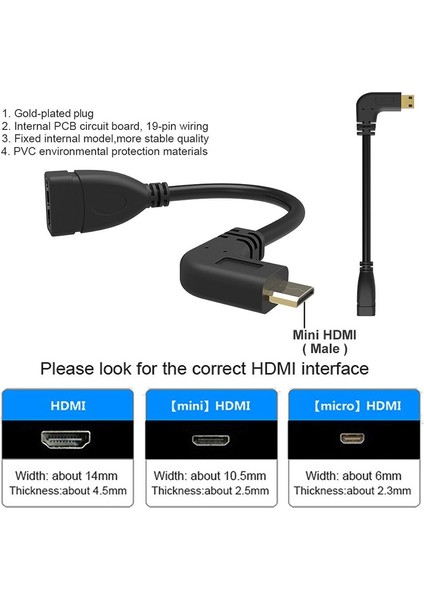 16CM HDMI Erkek - HDMI 19 Pin Kadın Kablosu (Yurt Dışından) fırsatları