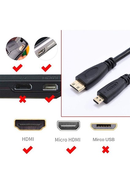 60CM-2M Mikro HDMI Erkek-Hdmı Erkek Sarmal Kablo (Yurt Dışından)