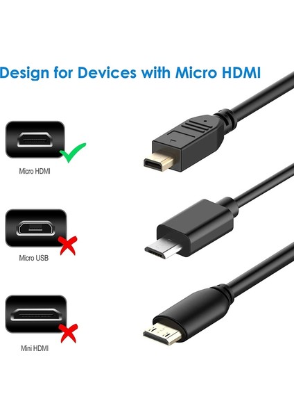 30CM Mini HDMI Erkek - Mikro HDMI Erkek Adaptör Kablosu (Yurt Dışından)