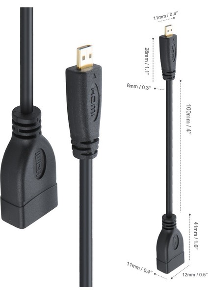 17CM Mikro HDMI Erkek - HDMI Kadın Adaptör Kablosu (Yurt Dışından)