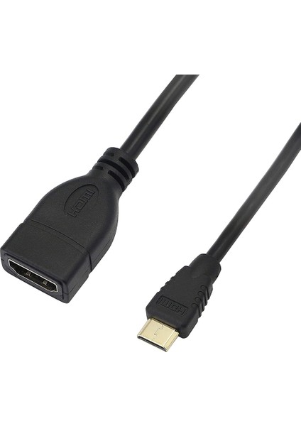 17CM Altın Kaplama Mini HDMI Erkek - HDMI 19 Pin Kadın Kablosu (Yurt Dışından)