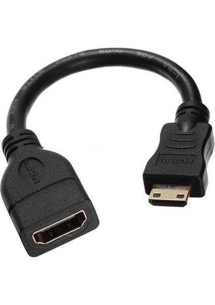 16CM Altın Kaplama Mini HDMI Erkek - HDMI 19 Pin Kadın Kablosu (Yurt Dışından)