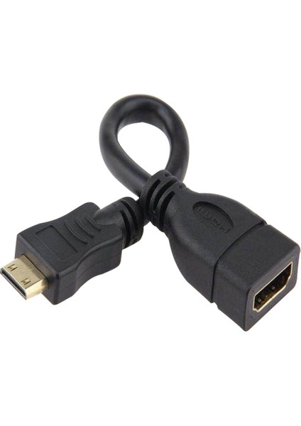 16CM Altın Kaplama Mini HDMI Erkek - HDMI 19 Pin Kadın Kablosu (Yurt Dışından)