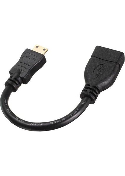 16CM Altın Kaplama Mini HDMI Erkek - HDMI 19 Pin Kadın Kablosu (Yurt Dışından)