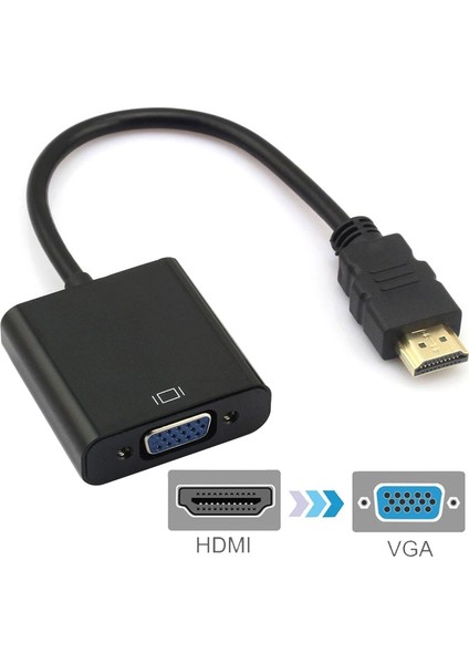 20CM HDMI 19 Pin Erkek - VGA Kadın Kablo Adaptörü (Yurt Dışından)