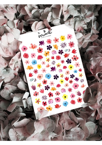 Floral Dried Summer Flowers Tırnak Dövmesi Tırnak Tattoo Nail Art Tırnak Sticker