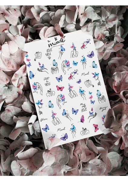 Artline Kelebek Figür Tırnak Dövmesi Tırnak Tattoo Nail Art Tırnak Sticker