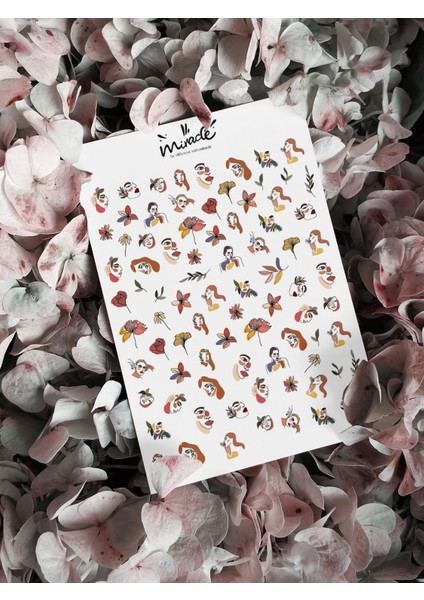 Artline Figür Kadın Tırnak Dövmesi Tırnak Tattoo Nail Art Tırnak Sticker