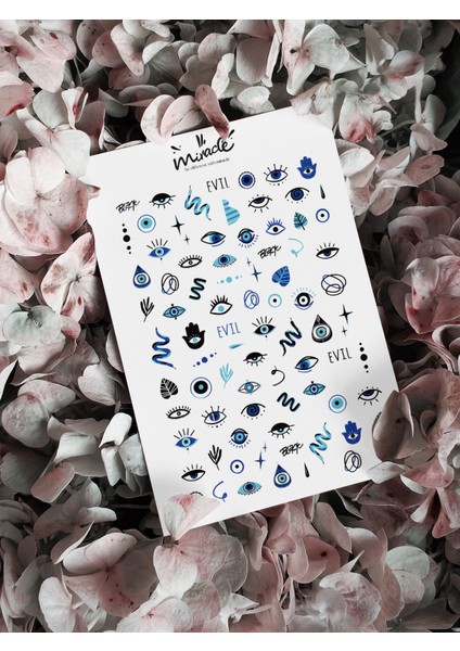 Nazar Boncuğu Mavi Tırnak Dövmesi Tırnak Tattoo Nail Art Tırnak Sticker