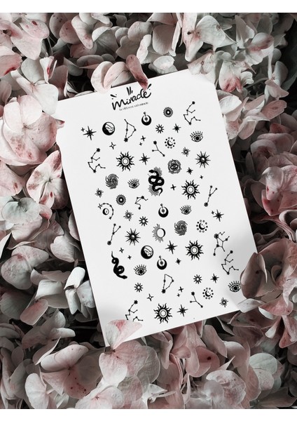Astroloji Siyah Tırnak Dövmesi Tırnak Tattoo Nail Art Tırnak Sticker