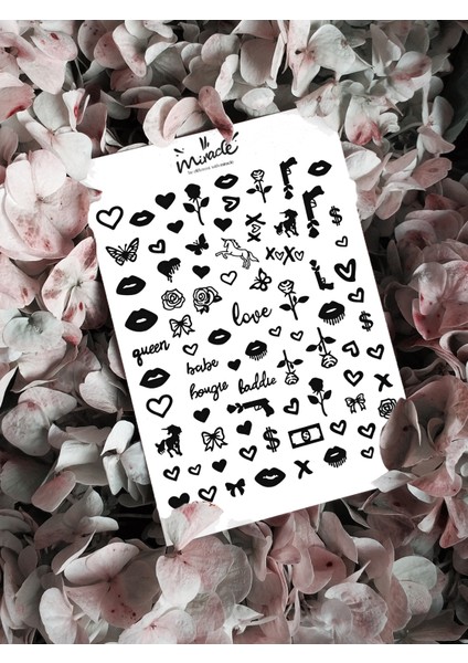 Bougie Black Tırnak Dövmesi Tırnak Tattoo Nail Art Tırnak Sticker