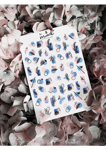 Mavi Soyut Şekil Tırnak Dövmesi Tırnak Tattoo Nail Art Tırnak Sticker