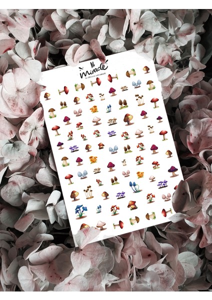 Plants Mini Mushrooms Tırnak Dövmesi Tırnak Tattoo Nail Art Tırnak Sticker