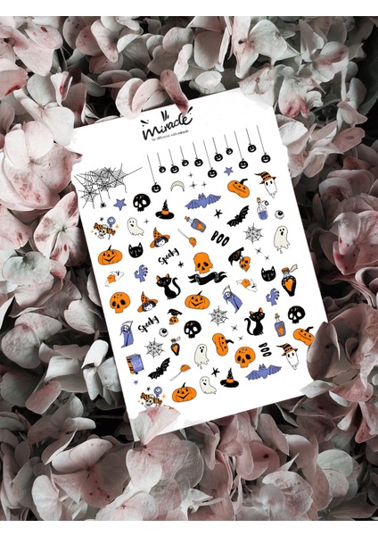 Halloween Cute Witch Tırnak Dövmesi Tırnak Tattoo Nail Art Tırnak Sticker