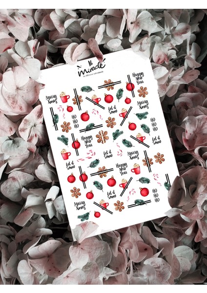 Christmas Geometric Tırnak Dövmesi Tırnak Tattoo Nail Art Tırnak Sticker