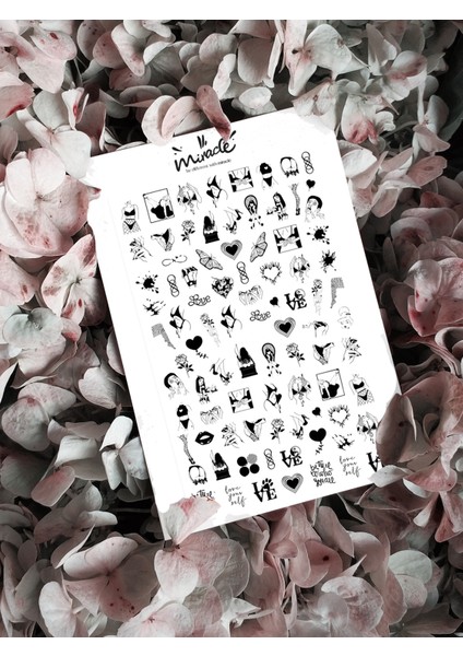Kadın Tırnak Dövmesi Tırnak Tattoo Nail Art Tırnak Sticker KADIN0002