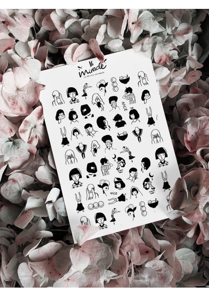 Figür Kadın Tırnak Dövmesi Tırnak Tattoo Nail Art Tırnak Sticker