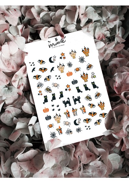 Halloween Haunted House Cute Tırnak Dövmesi Tırnak Tattoo Nail Art Tırnak Sticker