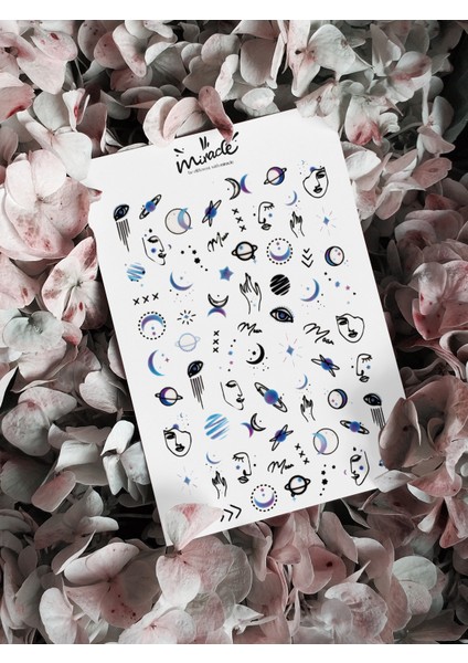 Gökyüzü Mavi Tırnak Dövmesi Tırnak Tattoo Nail Art Tırnak Sticker