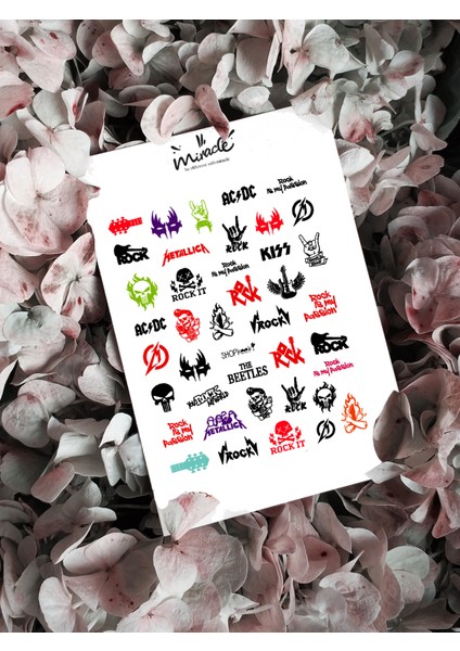 Punk Rock Bands Tırnak Dövmesi Tırnak Tattoo Nail Art Tırnak Sticker