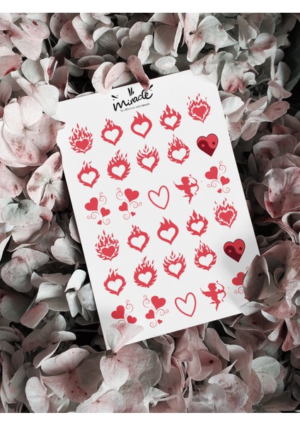Kalp Tırnak Dövmesi, Tırnak Tattoo, Nail Art, Tırnak Sticker