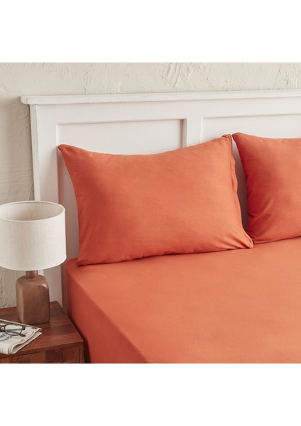 Motto Penye Tek Kişilik Fitted Çarşaf 100X200+30 cm Turuncu