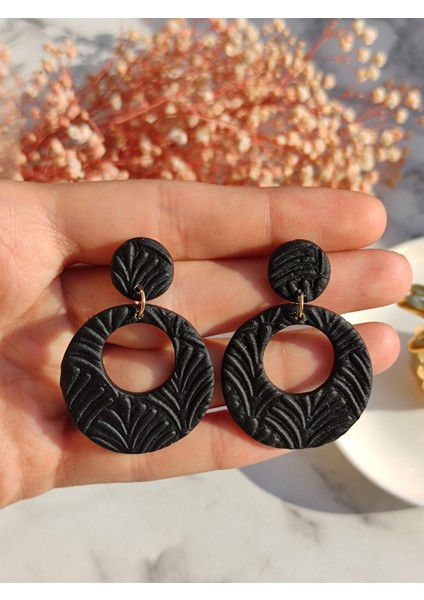 Polimer Kil Siyah Yuvarlak Kadın Küpe fiyatları