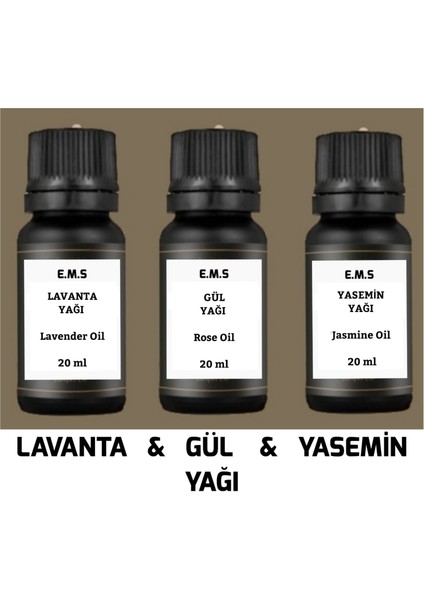 Lavanta Yağı & Gül Yağı & Yasemin Yağı 3'lü Set 20 Ml.