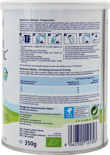 2 Organik Combiotic Devam Sütü 350 gr 6 Adet