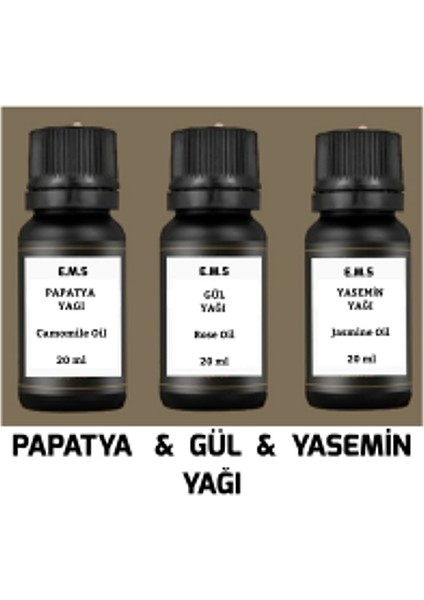 Papatya Yağı & Gül Yağı & Yasemin Yağı 3'lü Set 20 Ml.