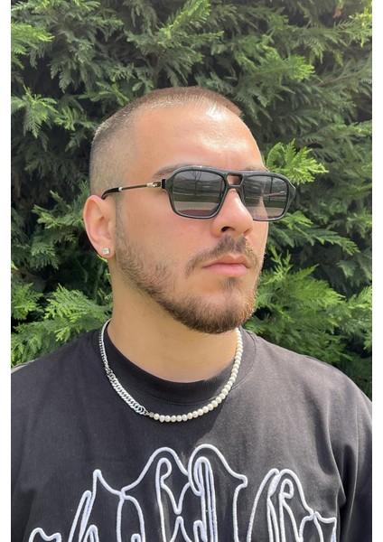 Siyah Çerçeve Mavi Cam Dikdörtgen Erkek Güneş Gözlüğü FRG1010-110-SM