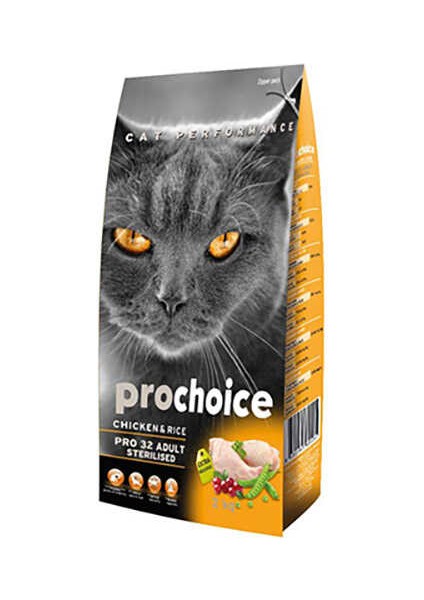 Pro 32 Sterilised Tavuklu Kısırlaştırılmış Kedi Maması 15 kg - Farmapets