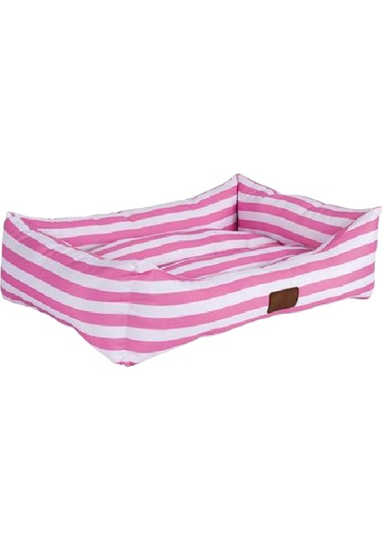 Daisy Makaron Çizgili Köpek Yatağı 80X60X20C (Pembe) [l] - Farmapets