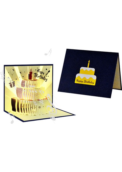 2 Adet 3D Pop Up Kartları Doğum Günü Kartı Yıldönümü leri Kartpostal Aydınlatma Doğum Günü Kartı (Yurt Dışından)